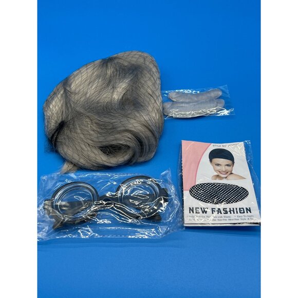 Old Man Costume Set With Wig Glasses Eyebrows & Mustache New Fashion Brand - Picture 2 of 3